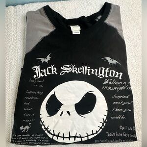 Disney Men’s Jack Skellington Long Sleeve Shirt - Black and White